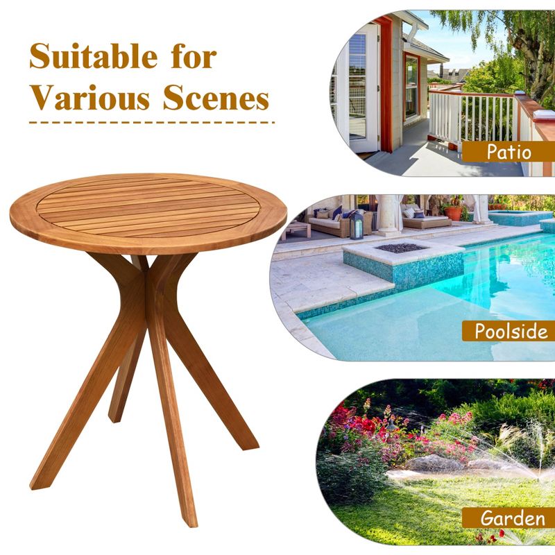 Costway 27'' Outdoor Round Table Solid Wood Coffee Side Bistro Table, 5 of 11