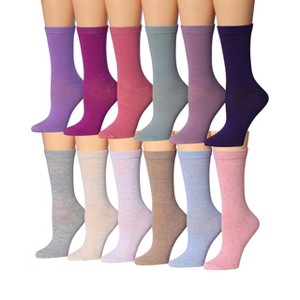 Tipi Toe Women's 12 Pack Colorful Pastel Violet Spectrum Lightweight Crew Socks - 1 of 1