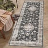 Washable Indoor Vintage Floral Print Living Room Bedroom Area Rugs, Low Pile Non Slip Floor Carpet for Dining Room Home - 4 of 4