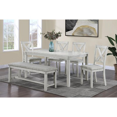 Vynxaria Driftwood Finish Bench: Rustic Elegance for Your Dining Room