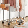 Simple Trending Double Rod Clothing Garment Rack, Rolling Clothes Organizer on Wheels for Hanging Clothes,with 4 hooks, Chrome - 4 of 4