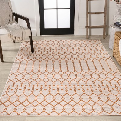 Boho Chic Cream/Orange Geometric Synthetic 5' x 7' Area Rug