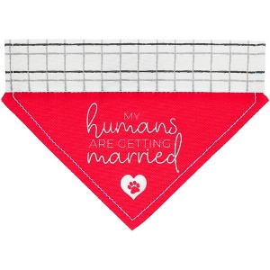 Pavilion Gift Company - Humans Getting Married - 7" x 5" Canvas Slip on Pet Bandana - Pet Toy - 1 of 4