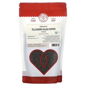 Pure Indian Foods Organic Whole Tellicherry Black Pepper, 8 oz (226 g) - 1 of 2