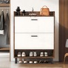 UbMelt 35.43"Shoe Cabinet with 2 Fold-Out Doors and Bottom Shelf,Wooden Shoe Cabinet with Metal Legs for Entryway - 2 of 4