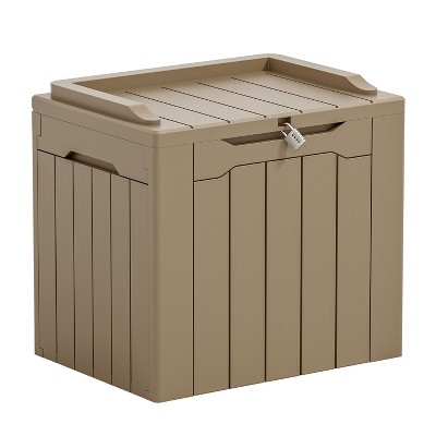 Mocha Lockable 32 Gallon Resin Deck Box with Seat