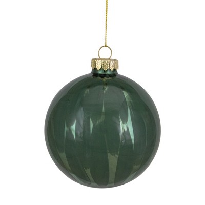 Northlight Shiny Brush Stroke Glass Christmas Ball Ornament - 4" - Green