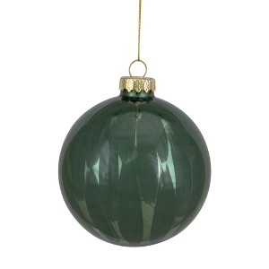 Northlight Shiny Brush Stroke Glass Christmas Ball Ornament - 4" - Green - 1 of 4