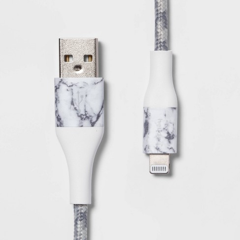 6 Lightning to USB A Braided Cable heyday Marble White