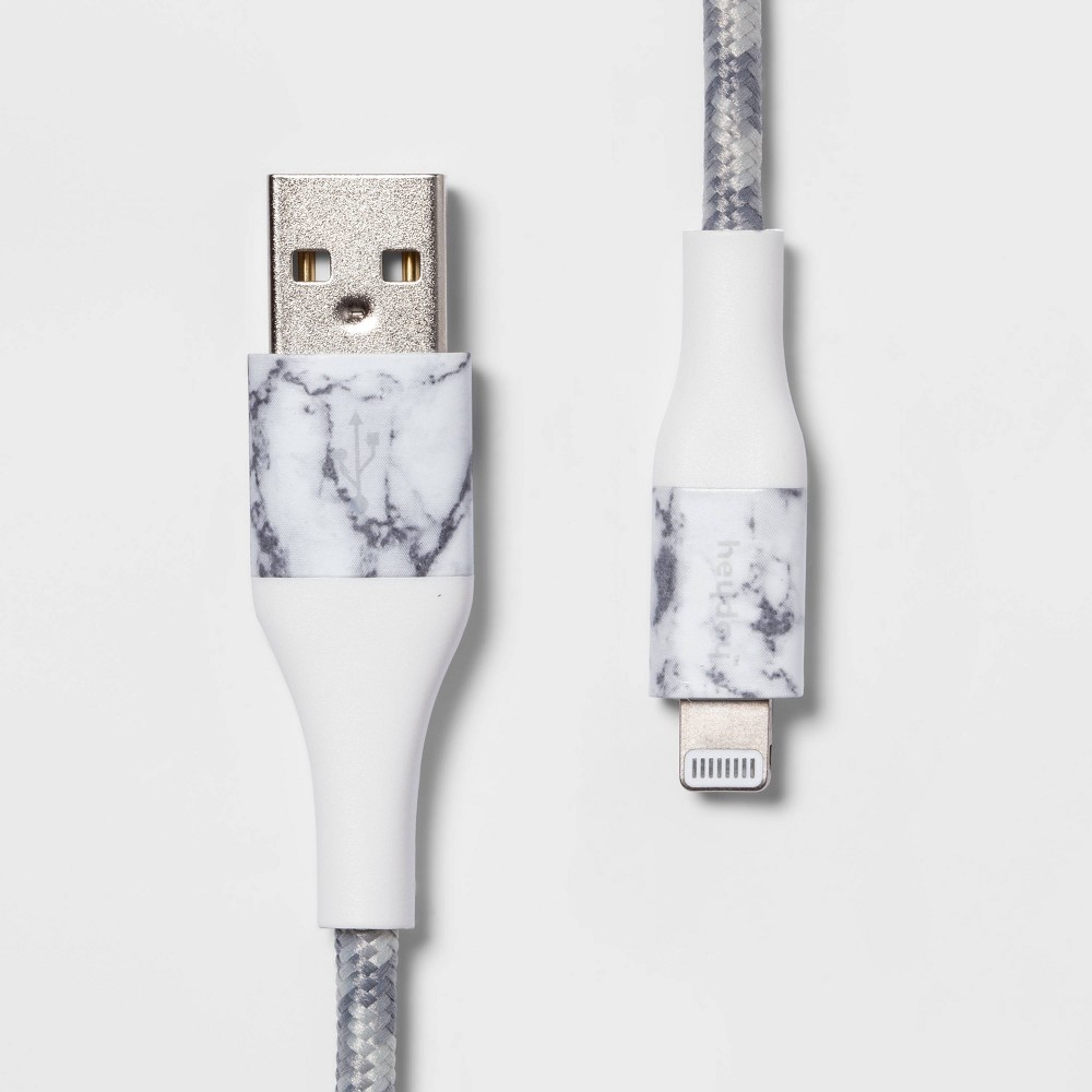 6' lightning to usb-a braided cable - heyday™ marble/white