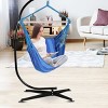 Costway Hammock Rope Chair Patio Porch Yard Tree Hanging Air Swing Outdoor (Blue) - 4 of 4