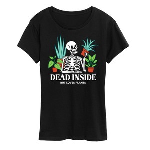 Women's - Instant Message - Dead Inside Loves Plants Short Sleeve Graphic T-Shirt - 1 of 4