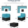 Cesicia 7-Piece Blue Sofa Set With Black PE Rattan Frame, Garden Patio Wicker Sectional Sofa Set with Coffee Table for Backyard, Porch, Balcony - 3 of 4