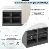Gulches Livingroom Entryway Cabinet with Shoe Bench 4 Open Racks Adjustable Shelves Hooks Removable Cushion Wavy Slatted Door Beige and Gray - 3 of 4