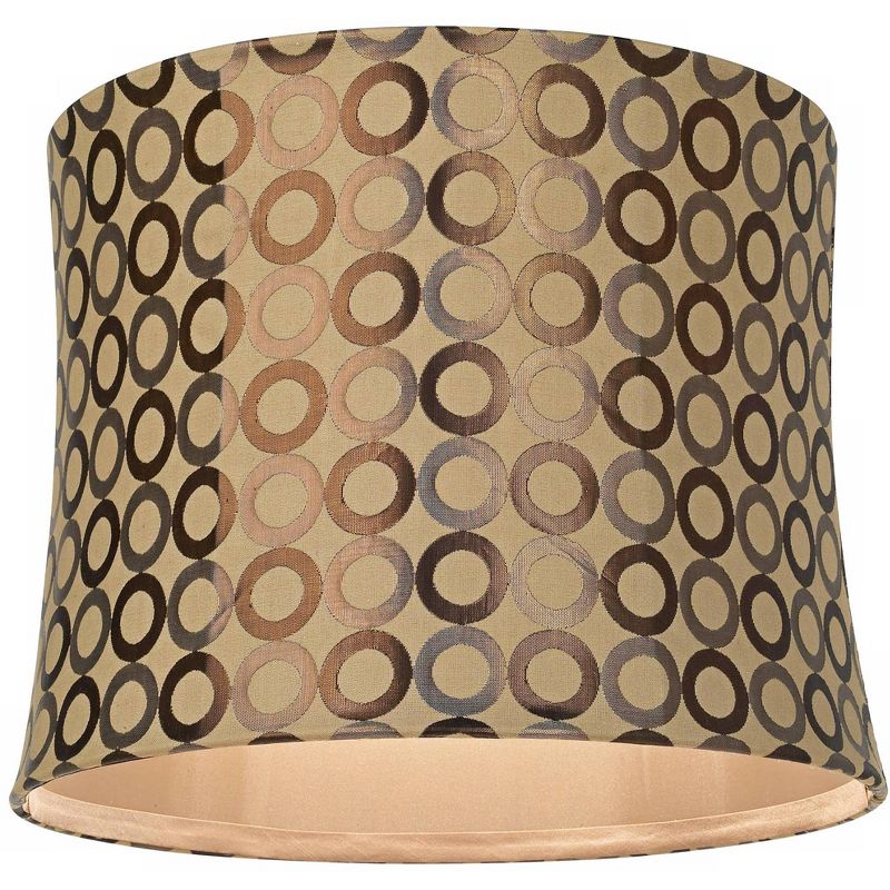 Springcrest Copper Circles Medium Drum Lamp Shade 13" Top x 14" Bottom x 11" High (Spider) Replacement with Harp and Finial, 3 of 9