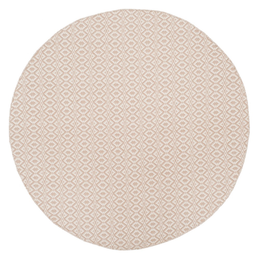 6' Stripe Woven Round Area Rug Ivory/Beige - Safavieh