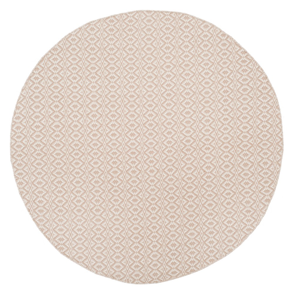 6' Stripe Woven Round Area Rug Ivory/Beige - Safavieh