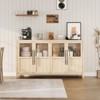 55" Large Buffet Sideboard Cabinet with 4 Glass Doors and Shelves, Farmhouse Storage Cabinet for Kitchen Dining Room, Living Room - 2 of 4