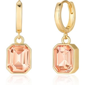 Birthstone Crystal Dangle Drop Earrings, 18K Gold Plated Huggie Hoop Hypoallergenic Earring Jewelry Gifts for Women - 1 of 4