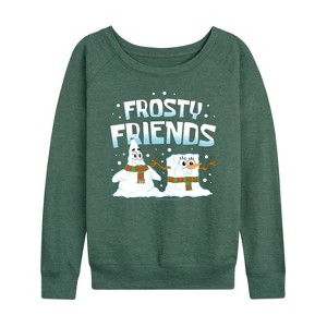 Women's - SpongeBob SquarePants - Frosty Friends Lightweight French Terry Wide Neck Long Sleeve Shirt - 1 of 4
