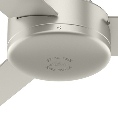 Hunter 44" Presto Ceiling Fan Matte Nickel Finish - Modern Design with 3 Blades for Indoor Use, Wall Control Included