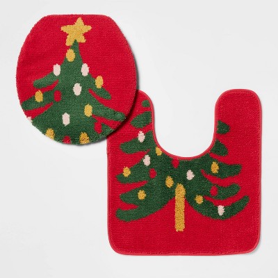 Image of Christmas Tree Standard Christmas Lid Cover Set Red - Wondershop™