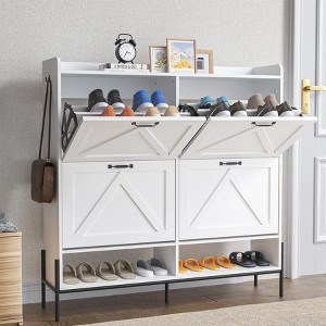 Garvee Shoe Cabinet with 4 Flip Drawer,Freestanding Shoe Storage Cabinet Organizer for Entryway,Dry & Wet Separation Shoe Organizer with Metal Legs - 1 of 4