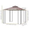 Aghana Digitals 10'x10' Brown Metal Patio Gazebo with Double Roof, Tree Motif Frame & Netting - - 2 of 4