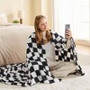 Soft Plush Throw for Couch, Fuzzy Fluffy Microfiber Lightweight Blanket for Bed Sofa All Season Use Black White, Twin 60x80 - 3 of 4
