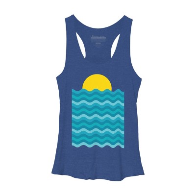 Women's Design By Humans Sunset Waves By clingcling Racerback Tank Top