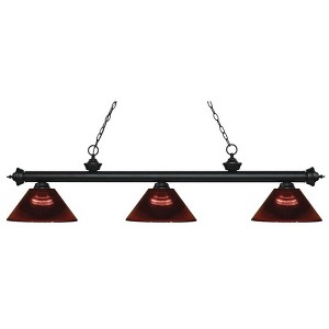 Riviera 3-Light Matte Black Pendant with Multi-Colored Tiffany Shades - 57.25" Long - 1 of 1