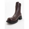 Moriah - Burgundy Buckle Elastic Block Heel Boot (Women) | Prologue Shoes - 4 of 4