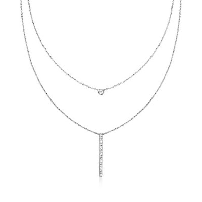 Pure Collection by Ross-Simons 0.20 ct. t.w. Diamond Linear Layered Necklace in Sterling Silver Size 16