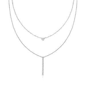 Pure Collection by Ross-Simons 0.20 ct. t.w. Diamond Linear Layered Necklace in Sterling Silver Size 16 - 1 of 3
