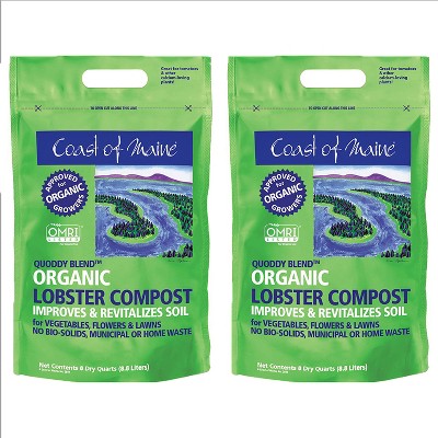 Coast of Maine OMRI Listed Quoddy Blend Lobster and Crab Organic Compost Plant Potting Soil Blend for Container Gardens and Pots, 10 lb Bag (2 Pack)