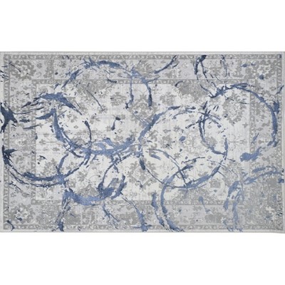 HomeRoots 9' X 12' Blue and Gray Abstract Area Rug