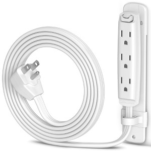 Maximm Flat Extension Cord Multi 3-Outlet Power Cord with Mounting Bracket, Grounded 16 AWG UL Certified - 1 of 4