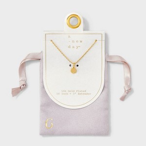 14K Gold Plated Round Initial Pendant Necklace - A New Day™ - 1 of 4