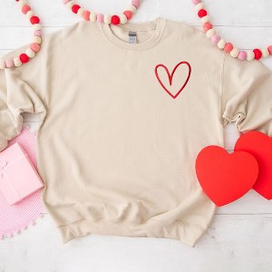 Simply Sage Market Women's Graphic Sweatshirt Embroidered Hand Drawn Heart LC - 1 of 1