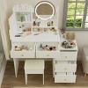 Vanity Table,Fashion Vanity Desk With Lighted Mirror,Vanity Table With Open Shelf And Drawers,Dressing Table And Chair For Bedroom-Cuddlewood - 3 of 4