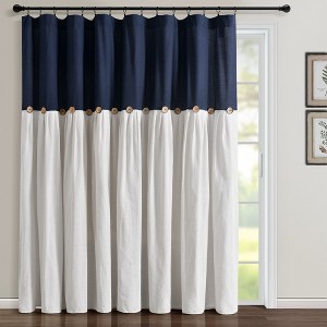 Home Boutique Linen Button Window Curtain Panel Navy/White Single 100x84 - 1 of 1