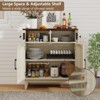 Coffee Bar Storage Cabinet, Buffet Sideboard with Adjustable Shelves, Walnut White - 3 of 4