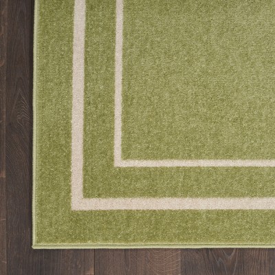 Green Ivory 2'2" x 7'6" Synthetic Runner Rug
