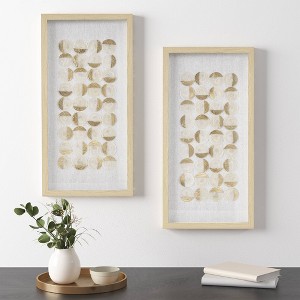 2pc Aurelian Emblem Framed Capiz Shadowbox Set Natural/Gold - Madison Park: Coastal Wall Decor, Ocean Art, Beige Frame - 1 of 4