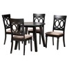 Baxton Studio Charlottle Modern Beige Fabric and Dark Brown Finished Wood 5-Piece Dining Set - 2 of 4