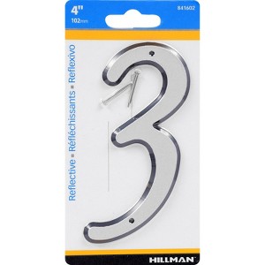 Hillman 4 in. Reflective Silver Plastic Nail-On Number 3 1 pc (Case of 3) - 1 of 1