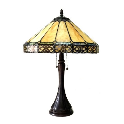 Eleanor Graceful Bronze Tiffany-Style Mission Table Lamp 16" Shade