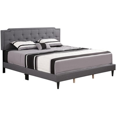 Passion Furniture Deb Gray Tufted King Panel Bed : Target