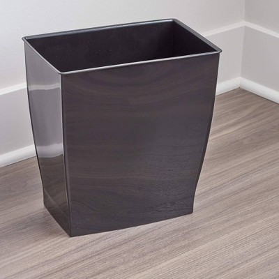 iDesign 12" Black Plastic Rectangular Wastebasket