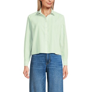 Lands' End Women's No Iron Boxy Cropped Shirt - 1 of 3